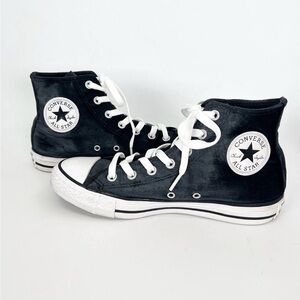 Converse Chuck Taylor High Top BLACK VELVET Shoes Sneakers Women’s 8 *NEW LACES*
